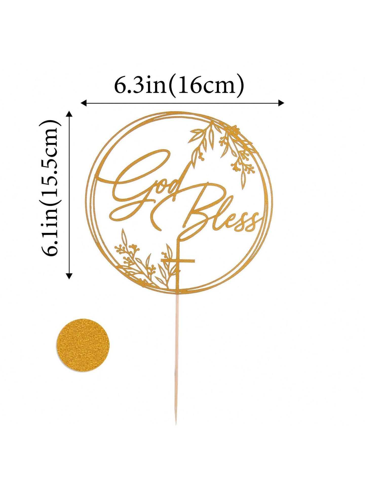 1Pc Mi Bautizo Gold Cake Topper - Divine Blessings Elegant Cake Decor for Celebrations, Baptisms & Milestones Decoration, Back to School Valentine Day