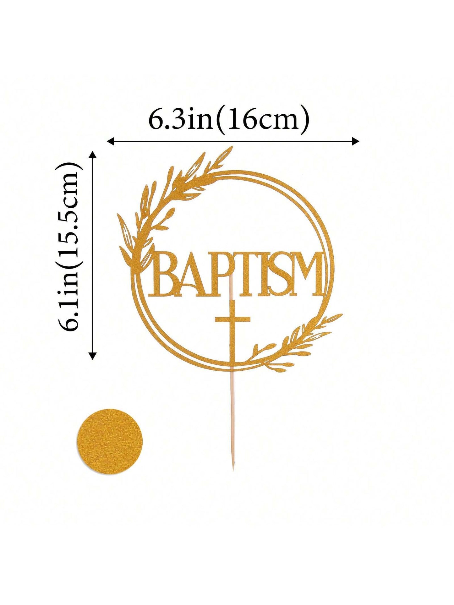 1Pc Mi Bautizo Gold Cake Topper - Divine Blessings Elegant Cake Decor for Celebrations, Baptisms & Milestones Decoration, Back to School Valentine Day