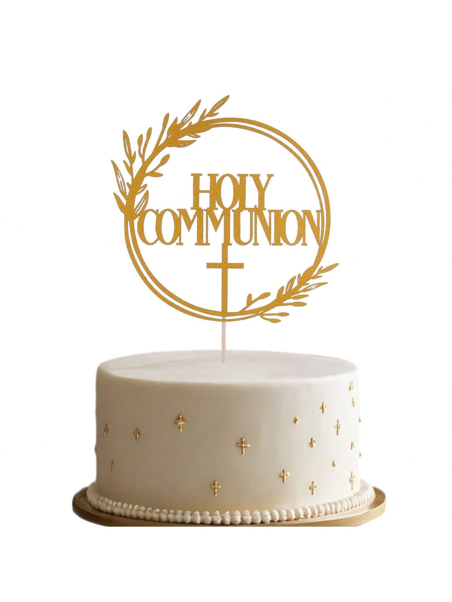 1Pc Mi Bautizo Gold Cake Topper - Divine Blessings Elegant Cake Decor for Celebrations, Baptisms & Milestones Decoration, Back to School Valentine Day