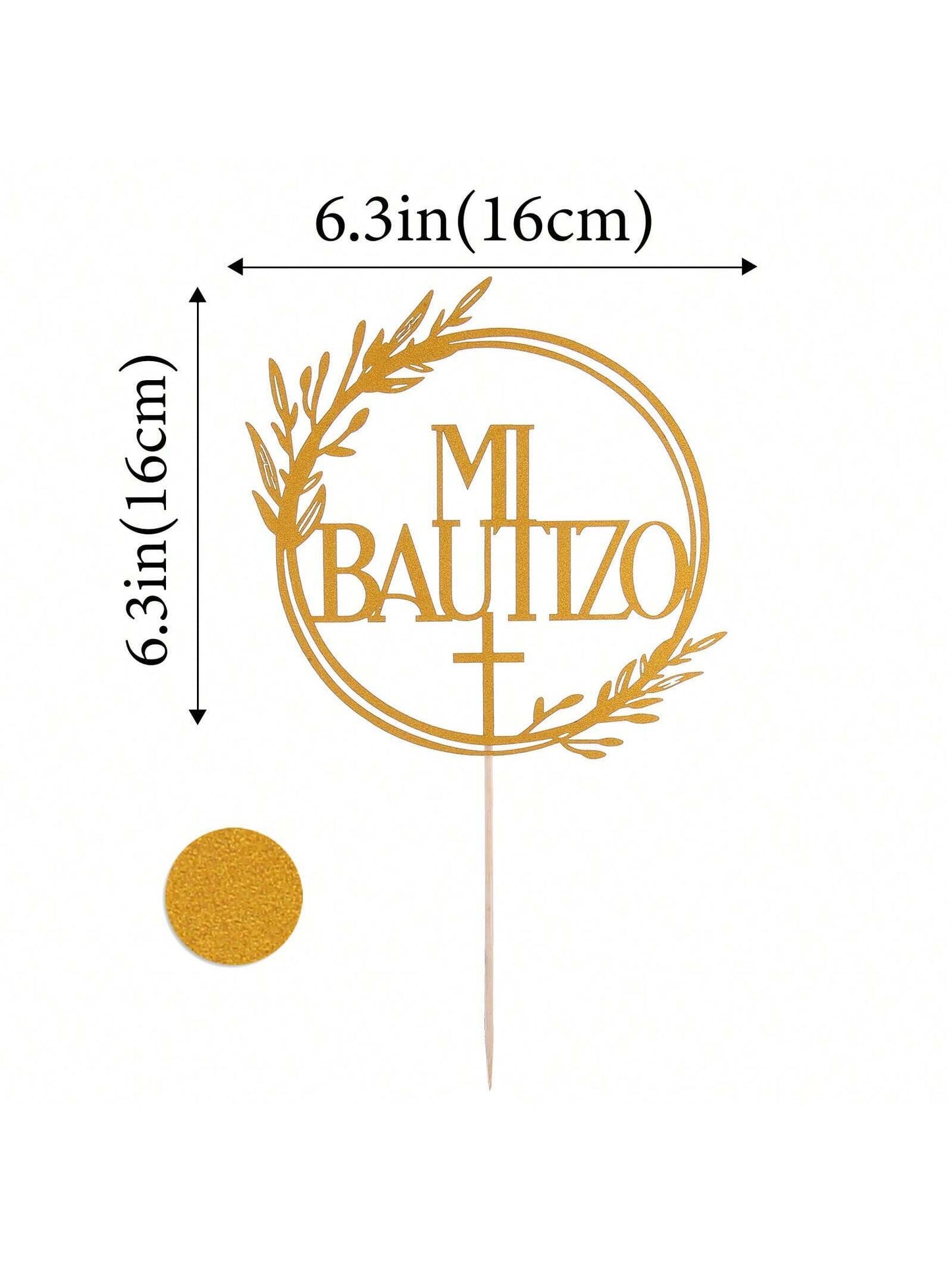 1Pc Mi Bautizo Gold Cake Topper - Divine Blessings Elegant Cake Decor for Celebrations, Baptisms & Milestones Decoration, Back to School Valentine Day