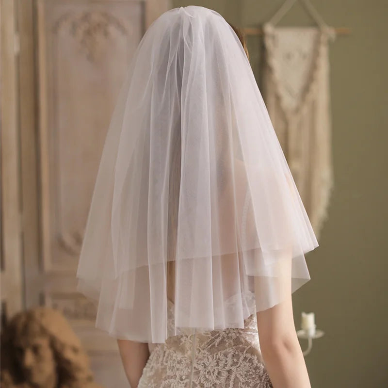 Short Bridal Wedding Veils Two Layer 75cm 2T