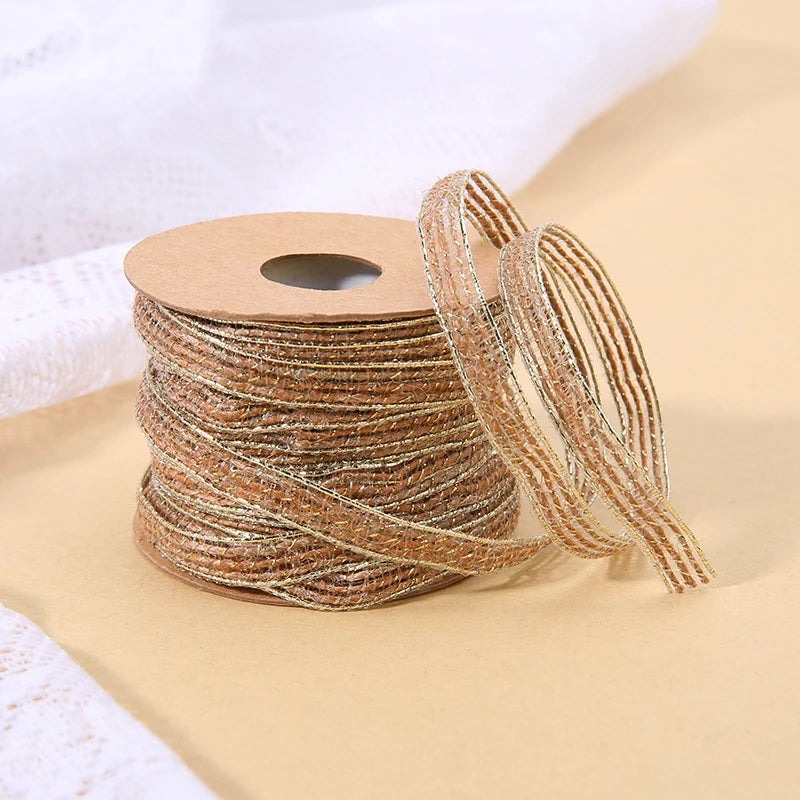 Vintage Jute burlap hessian ribbon with Lace 10M/Roll