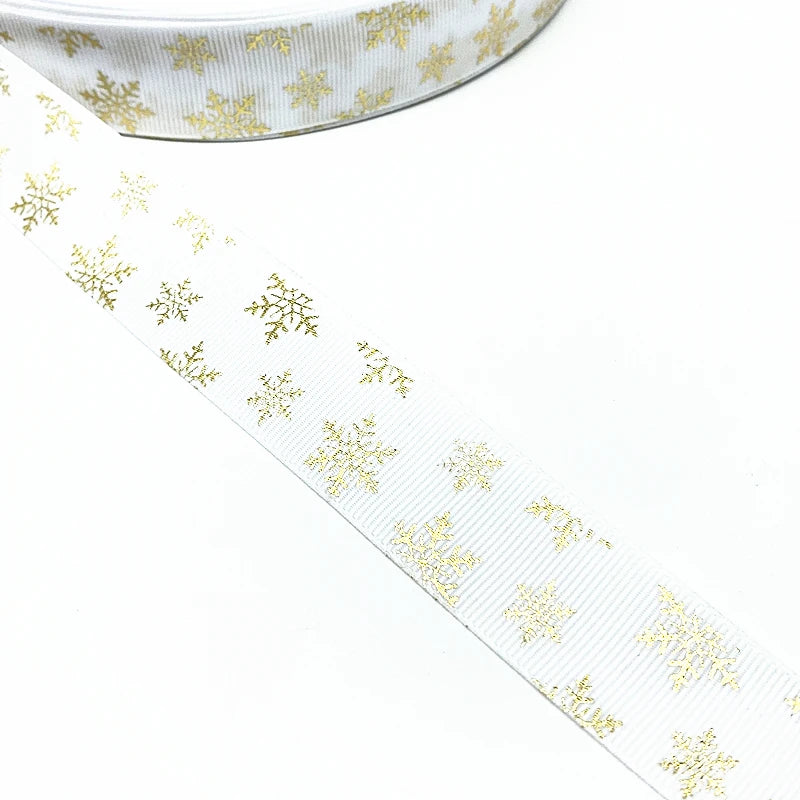 DIY Christmas Ribbon 25mm – Snowflake Grosgrain, 5 Yards