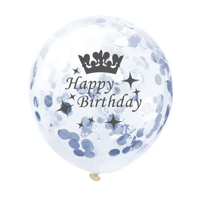 12in Crown Number Confetti Balloons