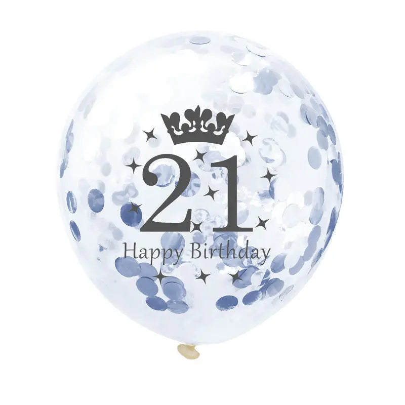 12in Crown Number Confetti Balloons
