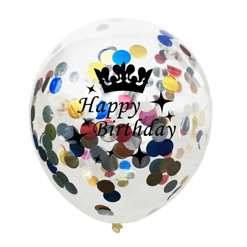 12in Crown Number Confetti Balloons