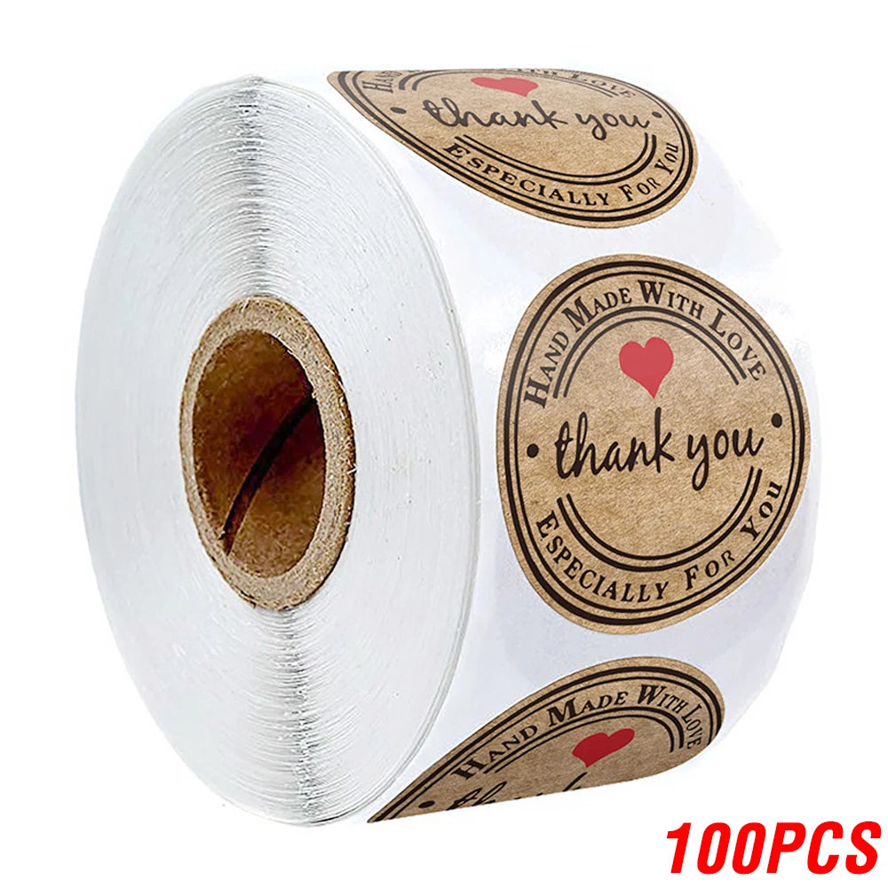 Vintage Kraft Paper Stickers – 100–500pcs