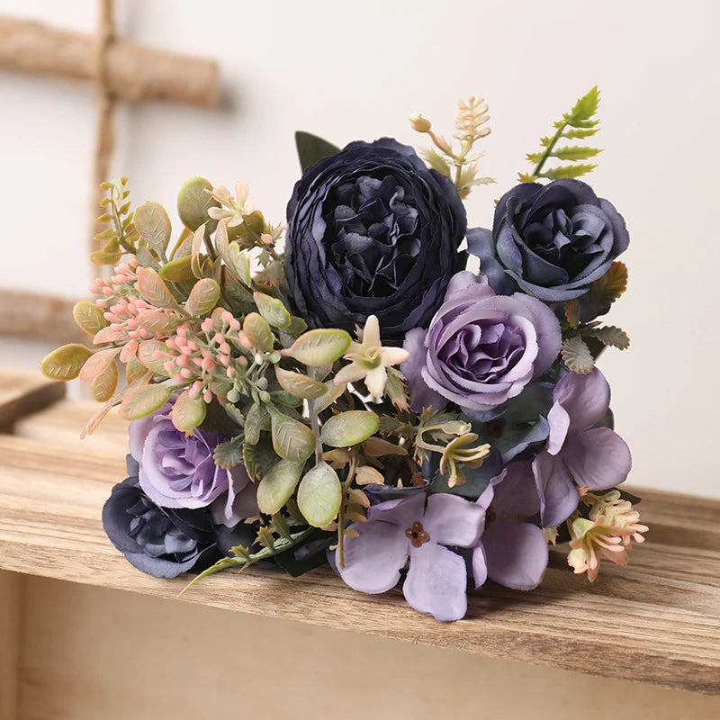 Autumn silk artificial roses flowers
