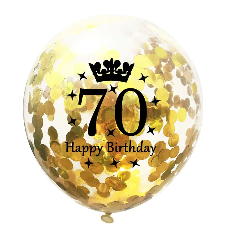 12in Crown Number Confetti Balloons