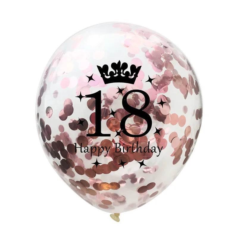 12in Crown Number Confetti Balloons