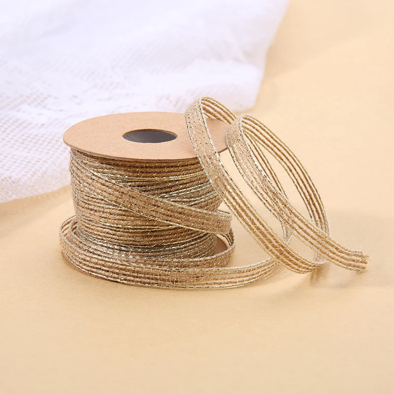 Vintage Jute burlap hessian ribbon with Lace 10M/Roll