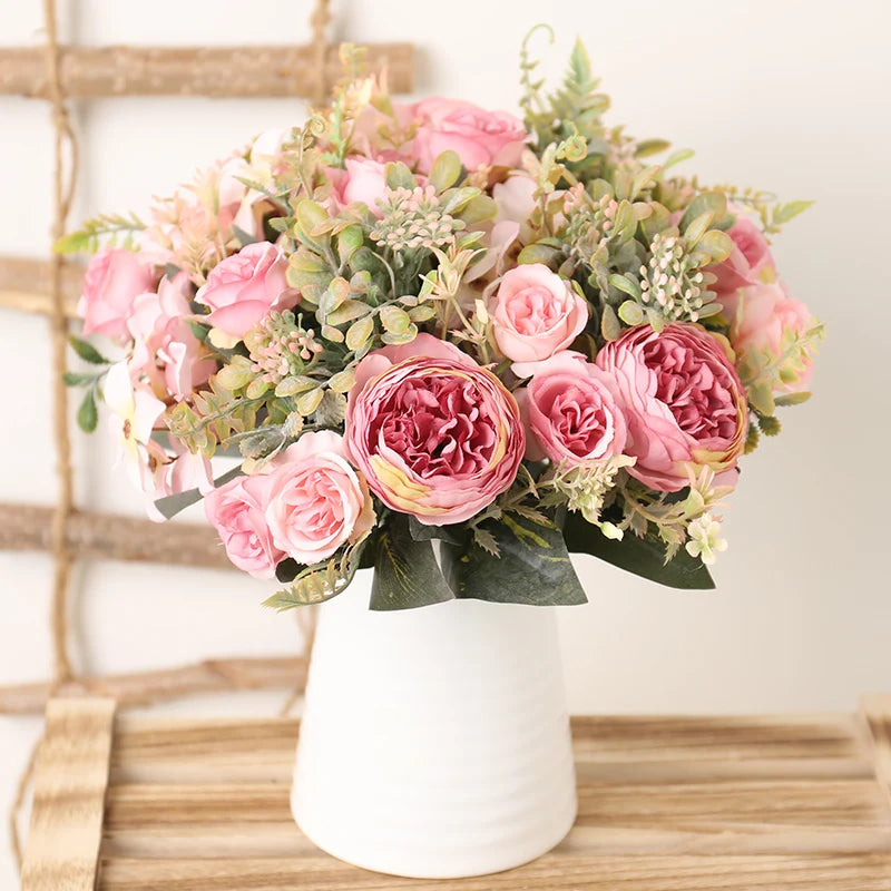 Autumn silk artificial roses flowers