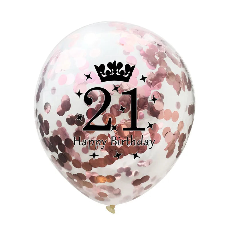 12in Crown Number Confetti Balloons