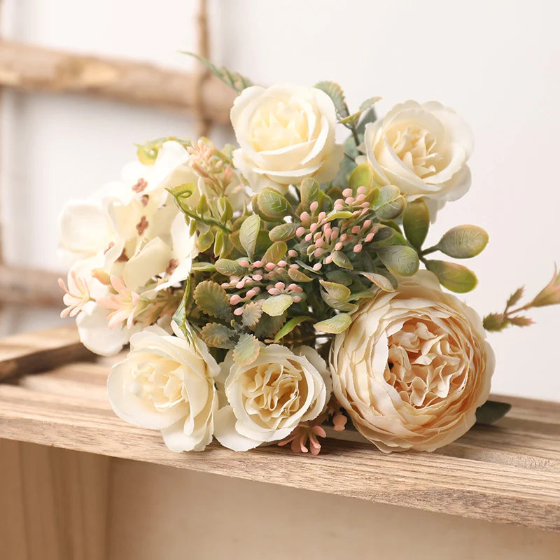 Autumn silk artificial roses flowers