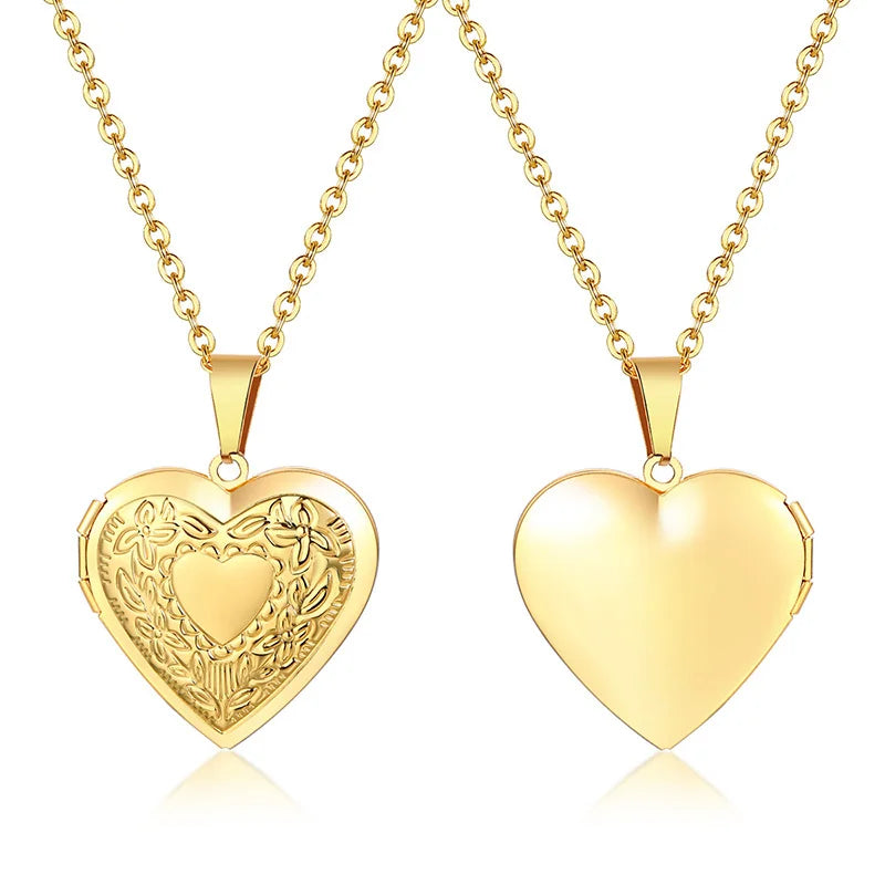 Monogram floral Oval heart locket pendant necklaces