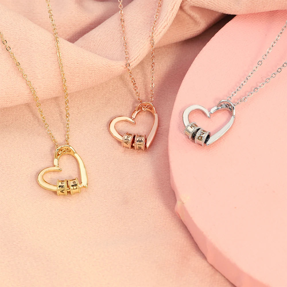 Names heart necklace custom