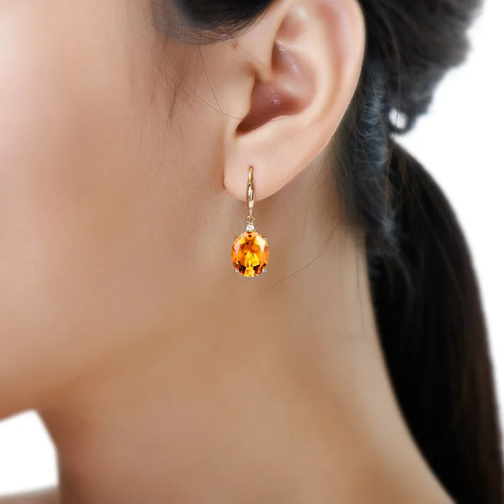 Souryana Natural Citrine 14K Gold Earring