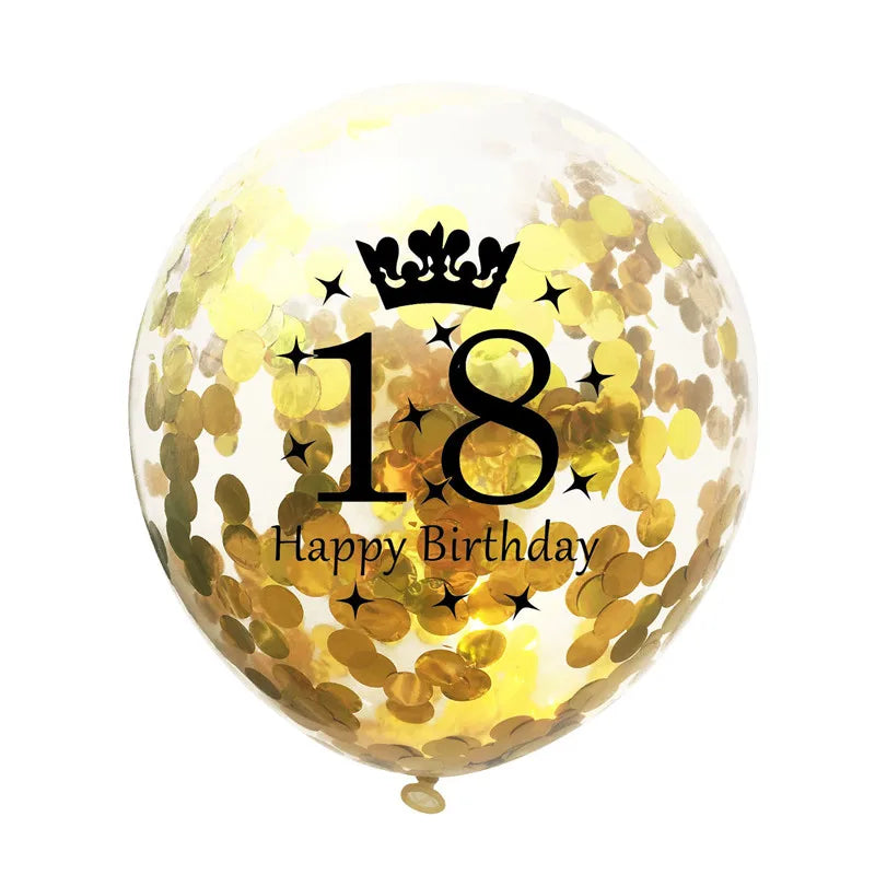 12in Crown Number Confetti Balloons
