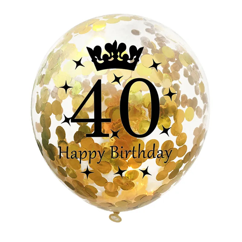 12in Crown Number Confetti Balloons