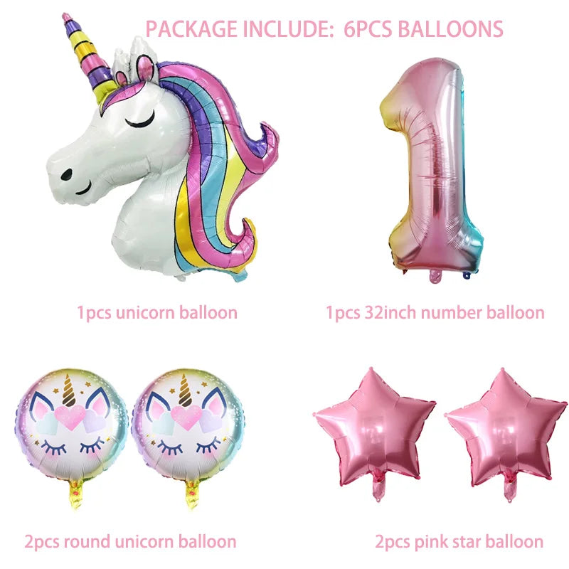 6pcs Unicorn balloon