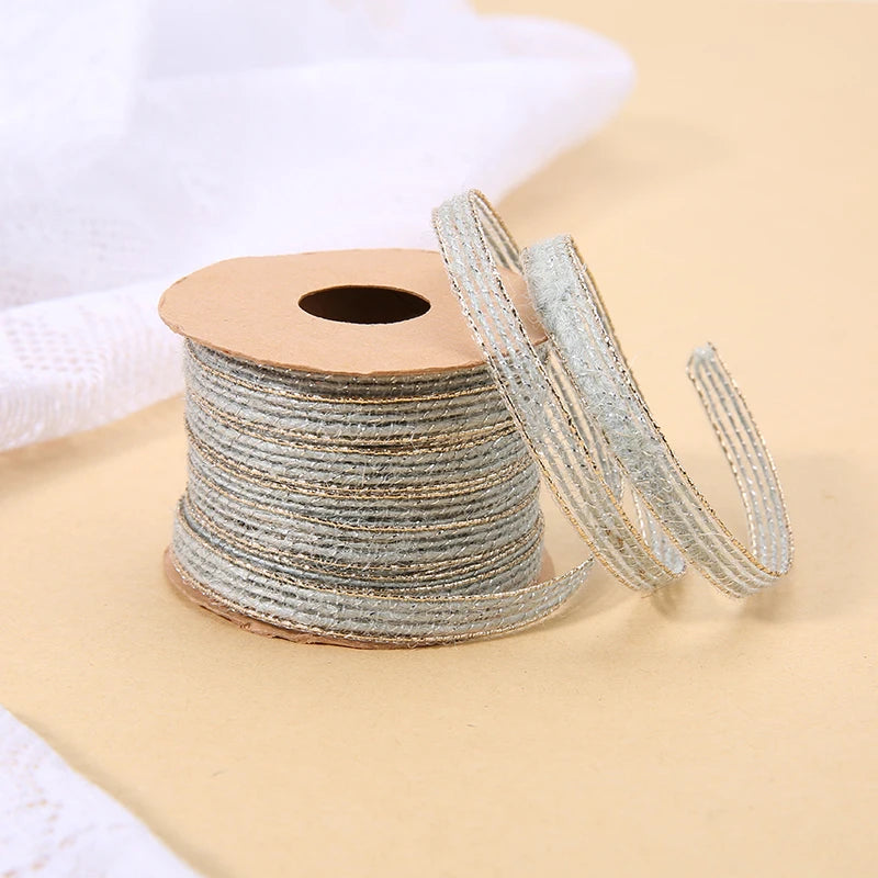 Vintage Jute burlap hessian ribbon with Lace 10M/Roll