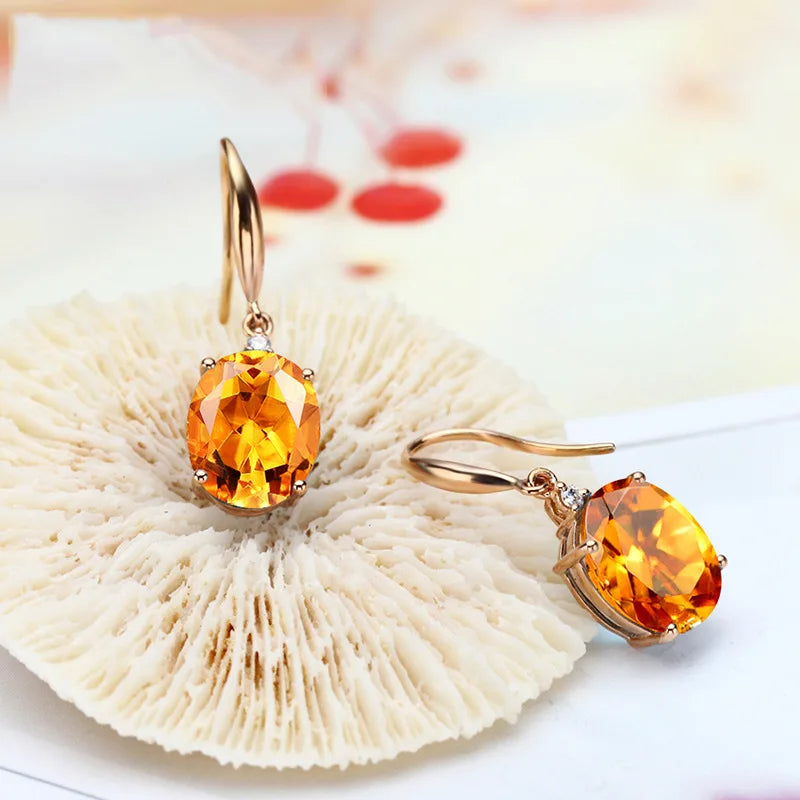 Souryana Natural Citrine 14K Gold Earring