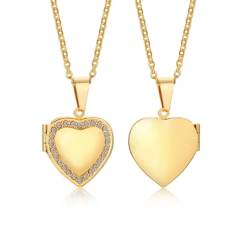 Monogram floral Oval heart locket pendant necklaces