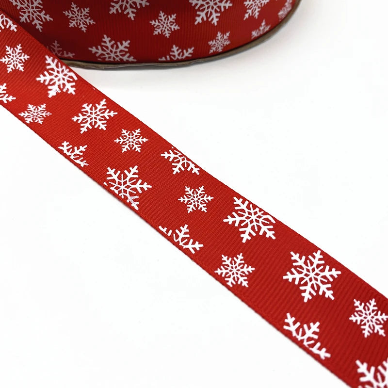 DIY Christmas Ribbon 25mm – Snowflake Grosgrain, 5 Yards