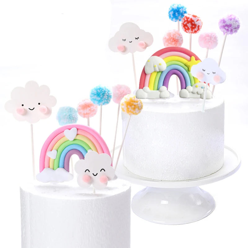Smiling Face Cloud Rainbow Cake opper decoratings