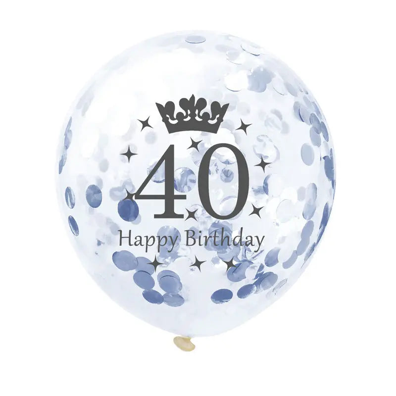 12in Crown Number Confetti Balloons