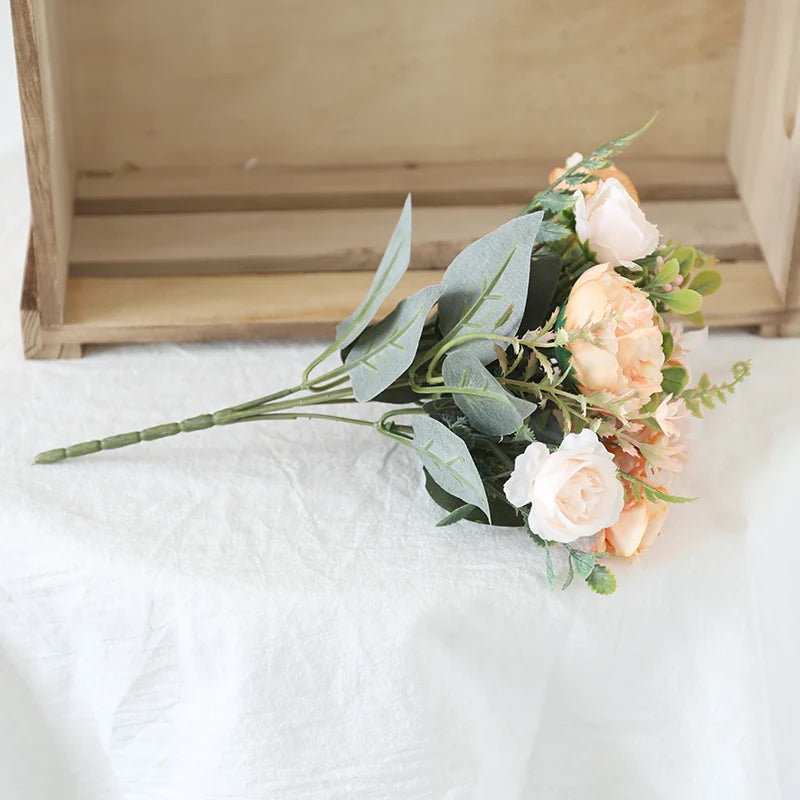 Autumn silk artificial roses flowers