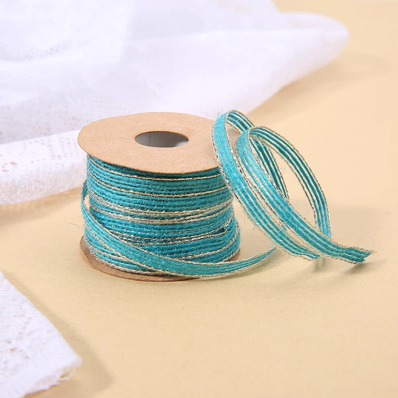 Vintage Jute burlap hessian ribbon with Lace 10M/Roll