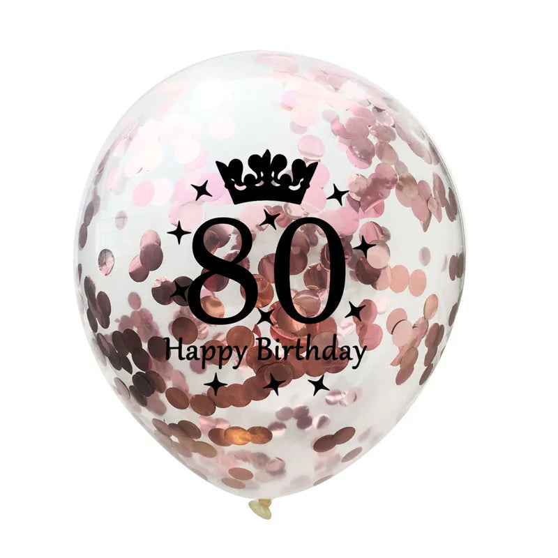 12in Crown Number Confetti Balloons