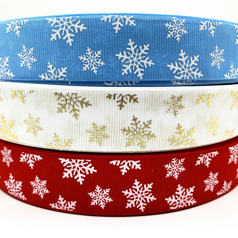 DIY Christmas Ribbon 25mm – Snowflake Grosgrain, 5 Yards