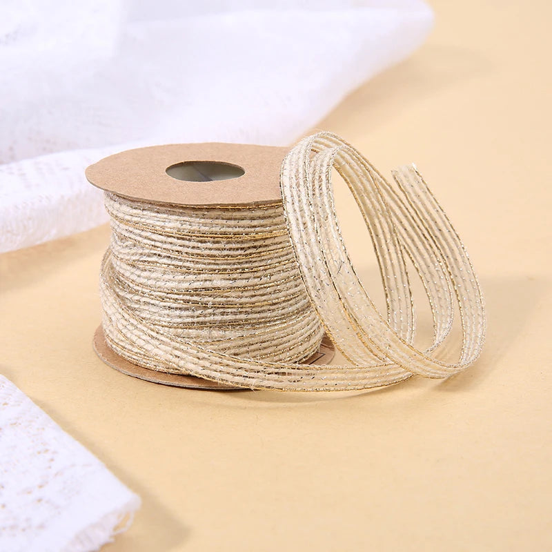 Vintage Jute burlap hessian ribbon with Lace 10M/Roll