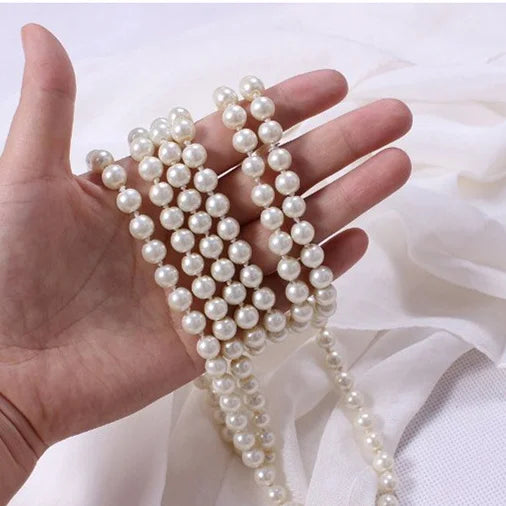 Pearl bead necklace long