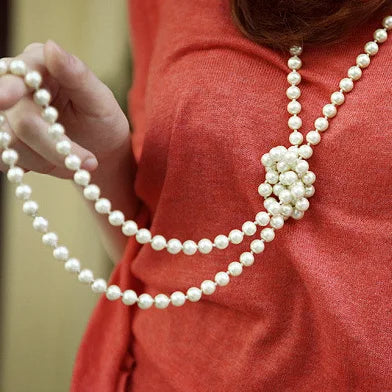 Pearl bead necklace long
