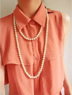 Pearl bead necklace long