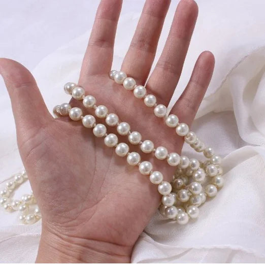Pearl bead necklace long