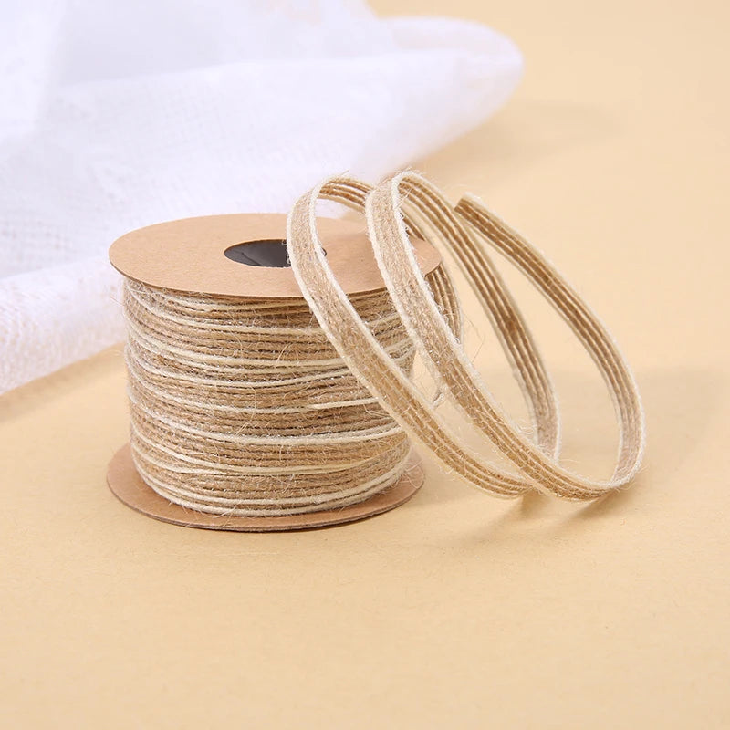 Vintage Jute burlap hessian ribbon with Lace 10M/Roll