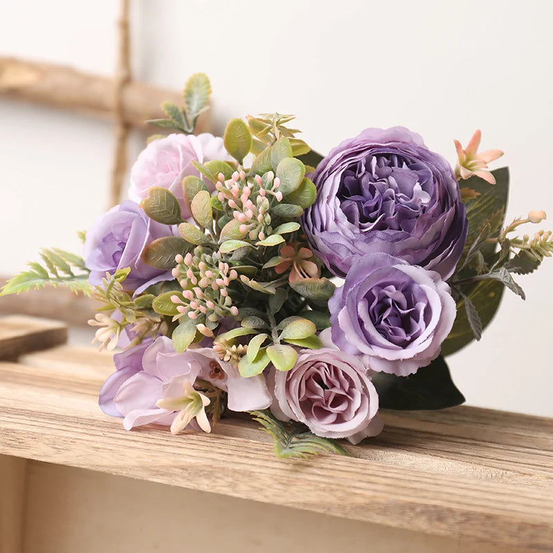 Autumn silk artificial roses flowers