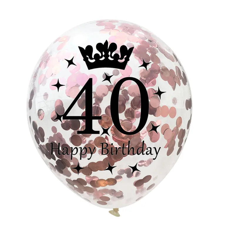 12in Crown Number Confetti Balloons