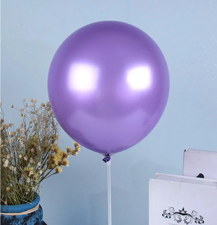 30–100PCS Pearl Balloons – White, Pink, Blue, Silver, Purple