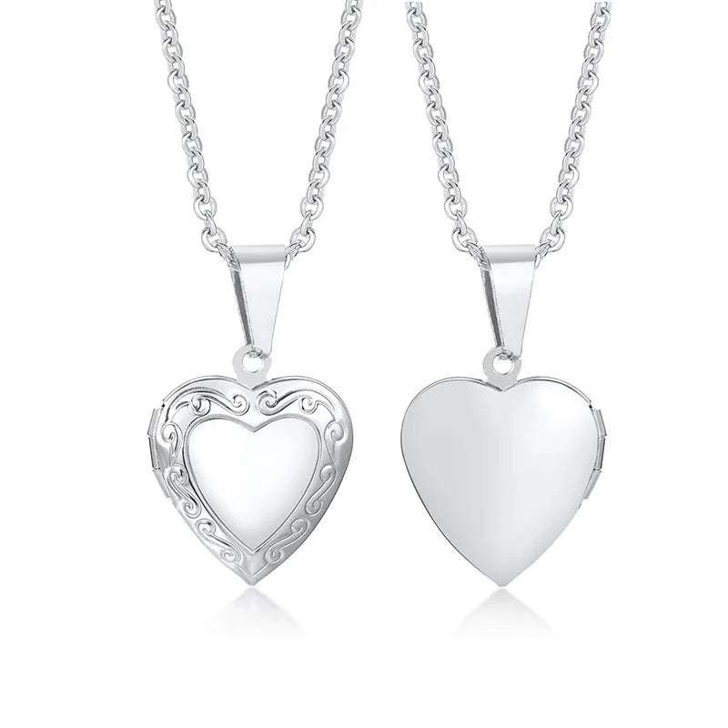 Monogram floral Oval heart locket pendant necklaces