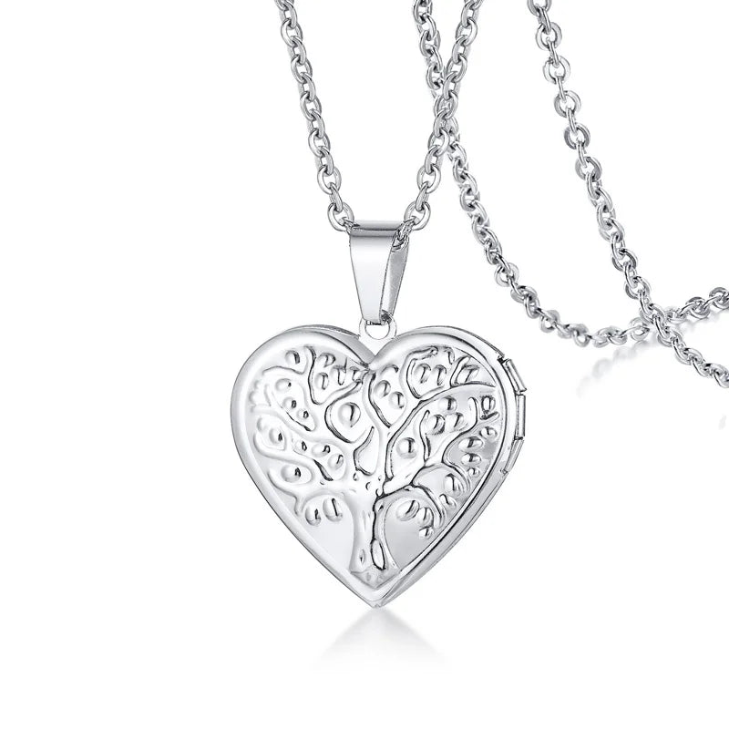 Monogram floral Oval heart locket pendant necklaces