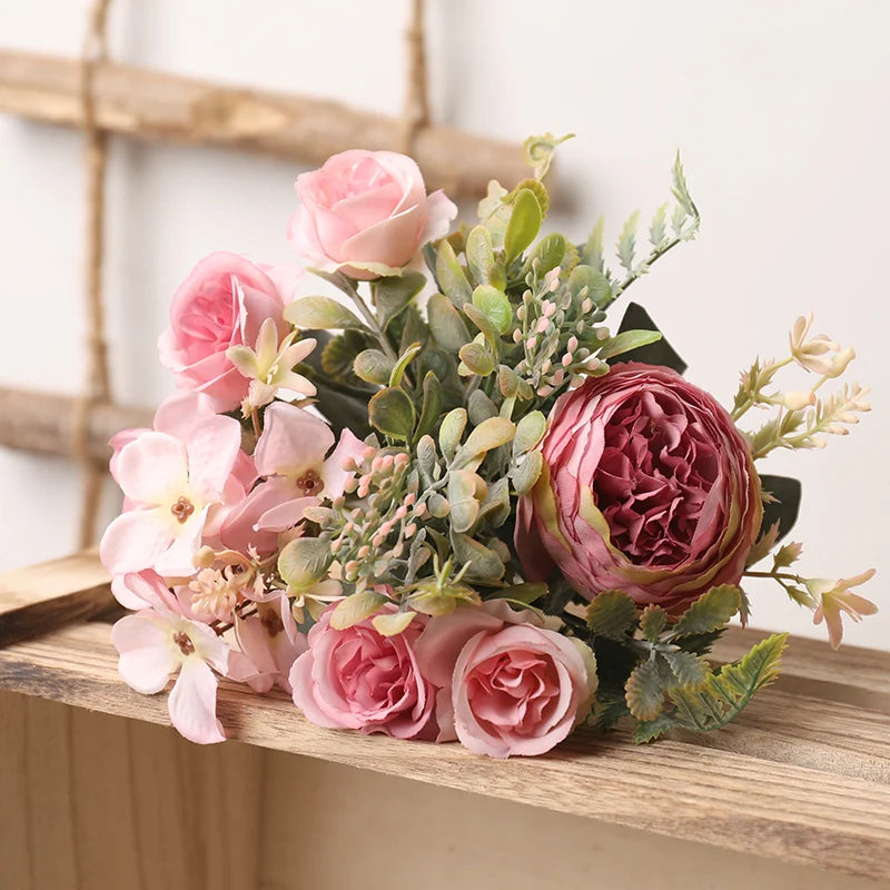 Autumn silk artificial roses flowers