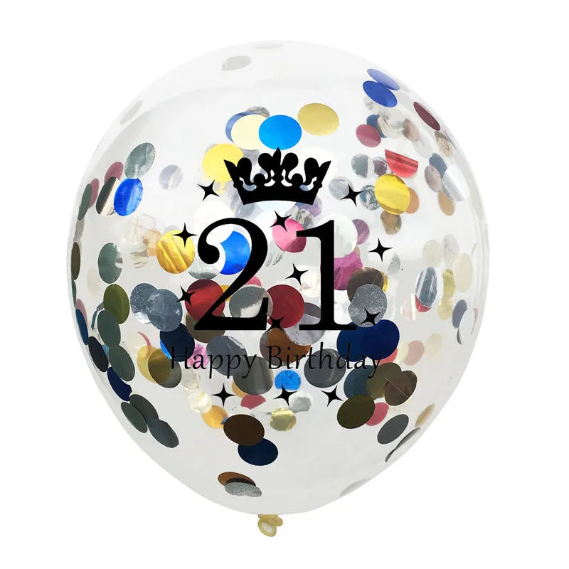12in Crown Number Confetti Balloons