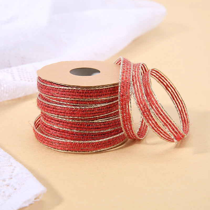 Vintage Jute burlap hessian ribbon with Lace 10M/Roll