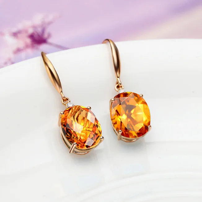 Souryana Natural Citrine 14K Gold Earring