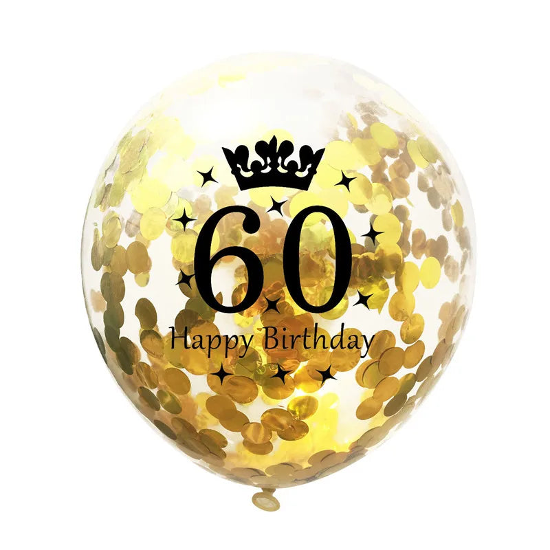 12in Crown Number Confetti Balloons